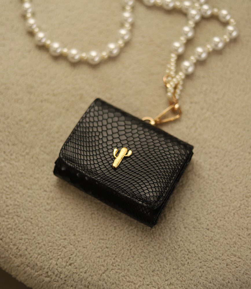 MINI AMAN BAG NEGRO TEXTURIZADO PEARL EDITION