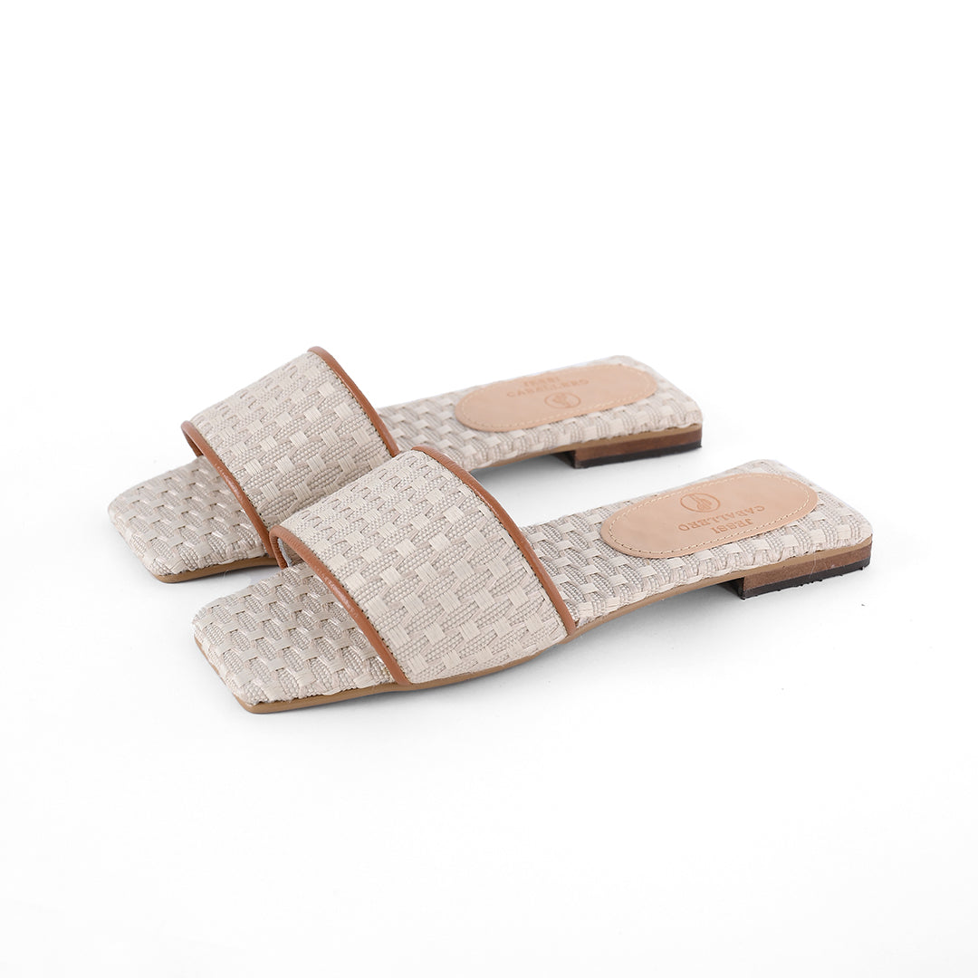SANDALIA AYRA TEXTIL HUESO X MIEL