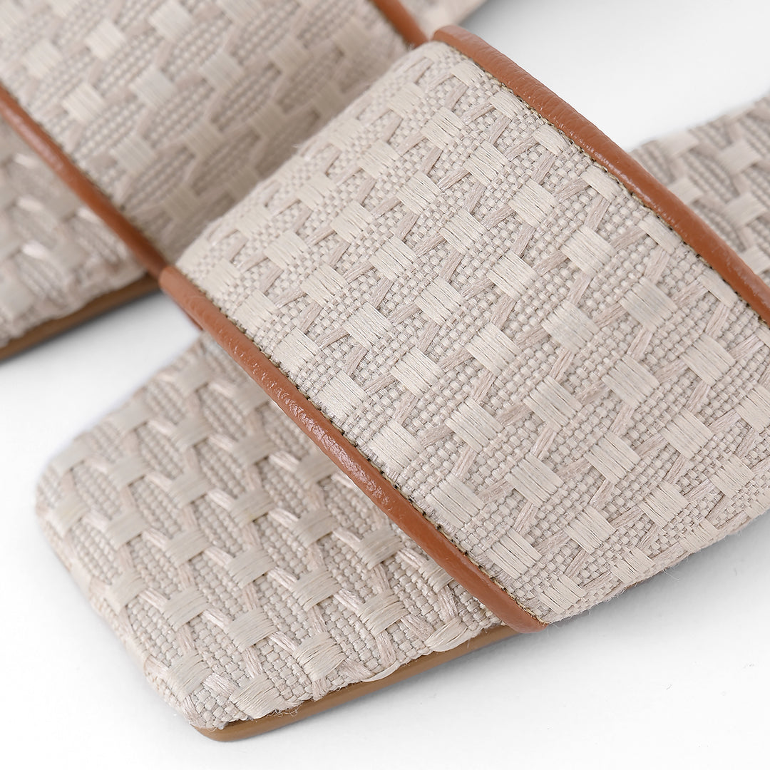 SANDALIA AYRA TEXTIL HUESO X MIEL