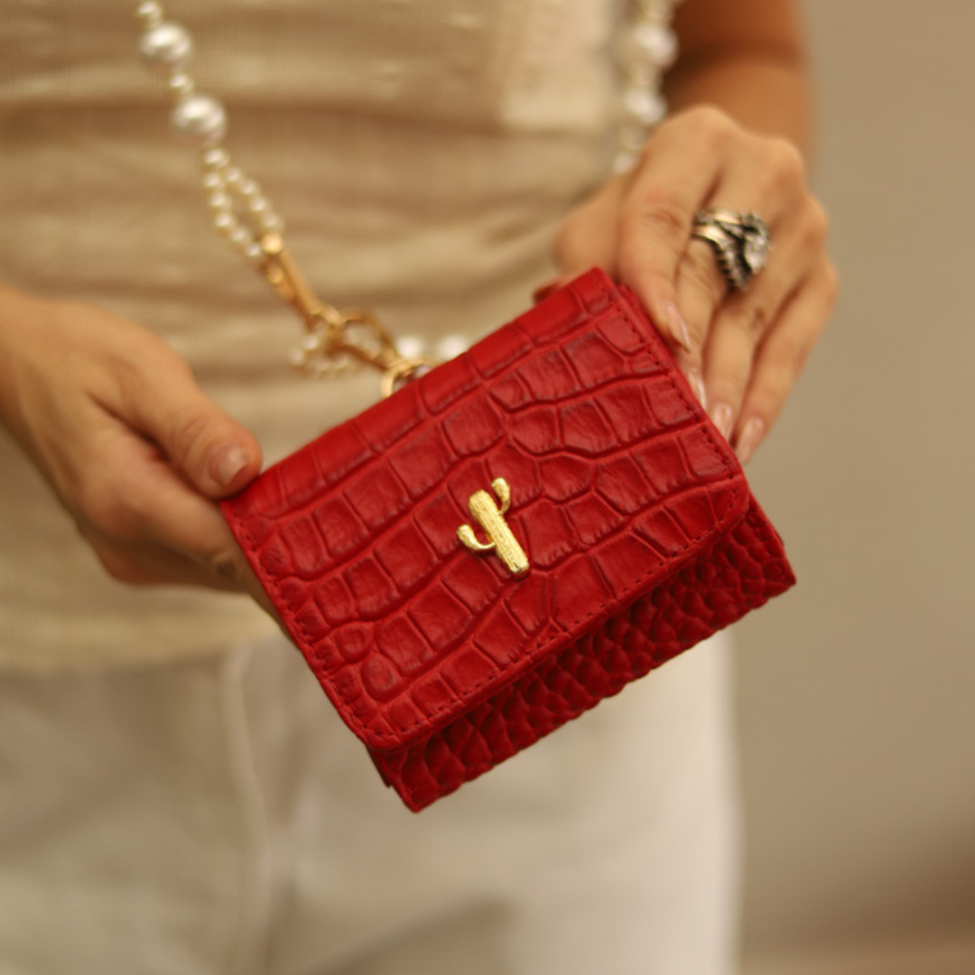MINI AMAN BAG ROJO TEXTURIZADO PEARL EDITION