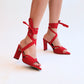 TACONES LILA ROJO