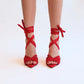 TACONES LILA ROJO