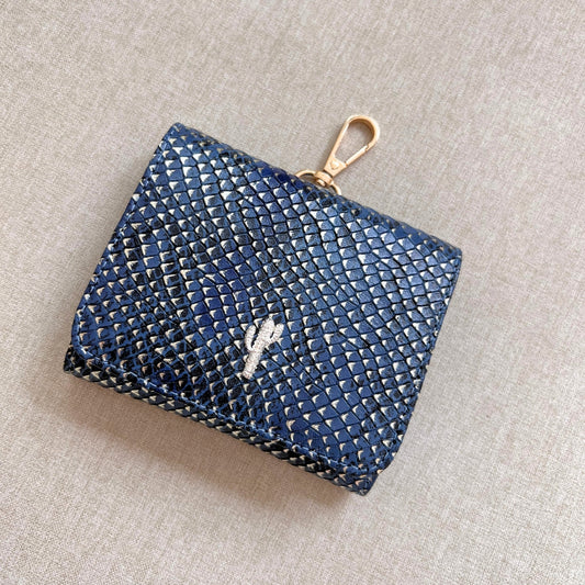 MINI AMAN BAG AZUL X PLATA CASCABEL