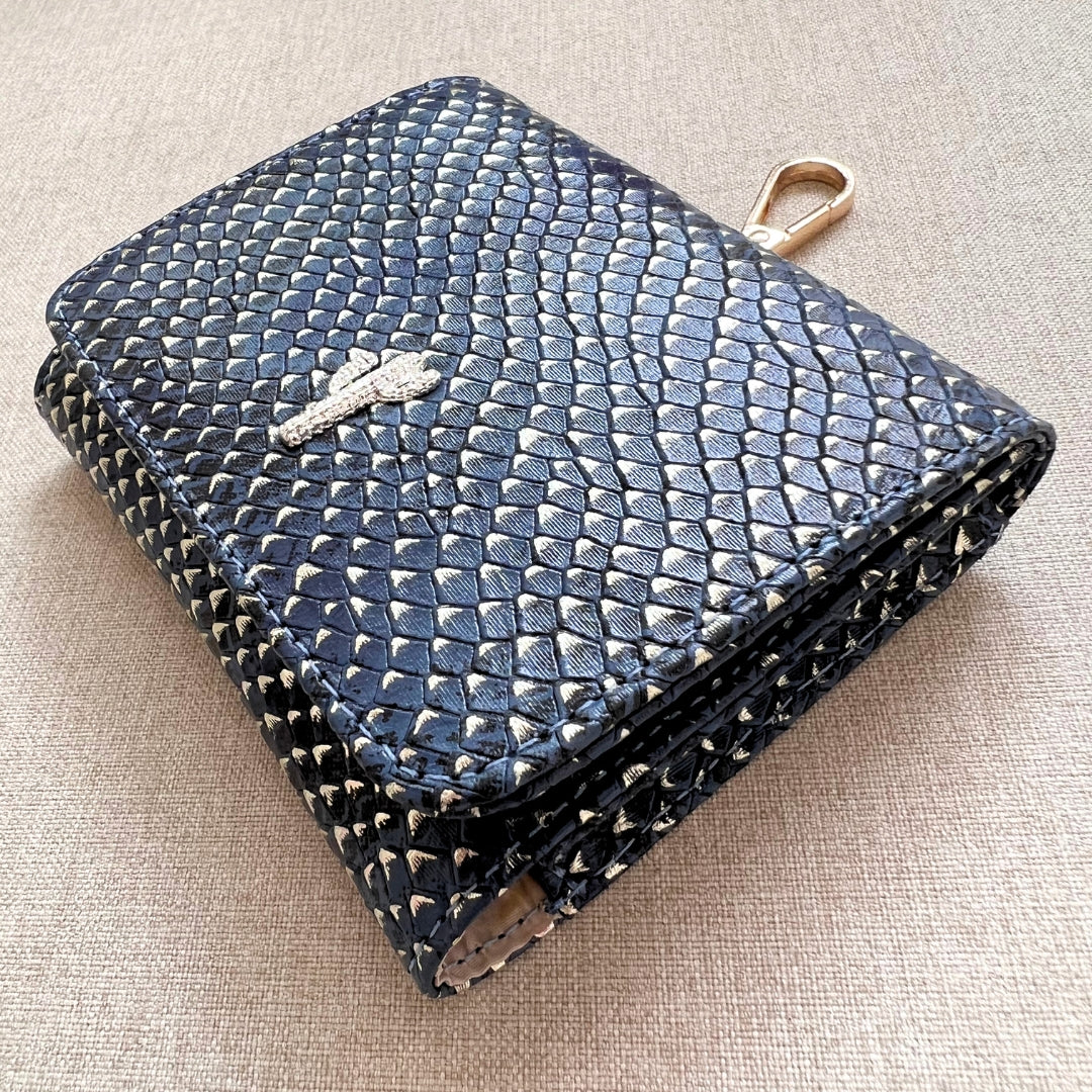 MINI AMAN BAG AZUL X PLATA CASCABEL