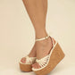 SANDALIAS DE PLATAFORMA EN CUERO Y CORCHO PARA MUJER VERA BLANCO HUESO