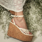 SANDALIAS DE PLATAFORMA EN CUERO Y CORCHO PARA MUJER VERA BLANCO HUESO