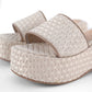 PLATAFORMAS GAILA TEXTIL HUESO X CUERO BEIGE