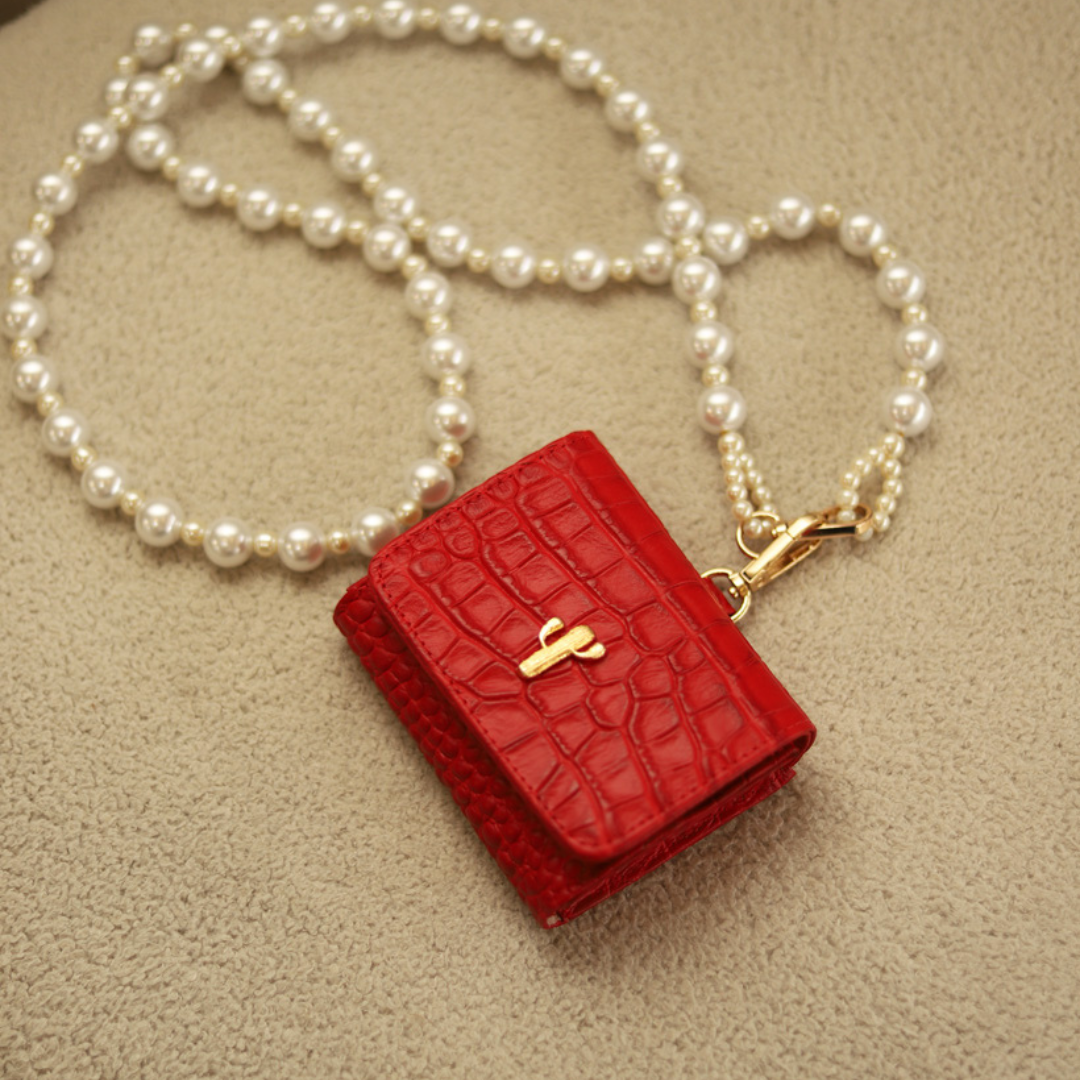 MINI AMAN BAG ROJO TEXTURIZADO PEARL EDITION