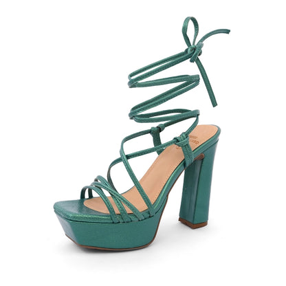 TACONES COTTA VERDE METALIZADO (PRODUCTO SIN POSIBILIDAD DE CAMBIO)
